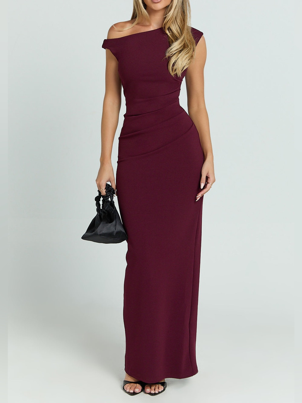 Nwt Revolve Australia Showpo Yh & Colegant Burgundy Draped Maxi Dress Us 18 — image 2 of 8